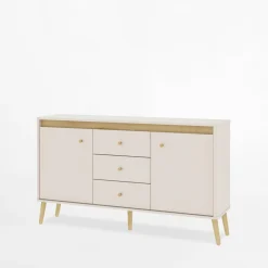 DiTrendi Komoda z oświetleniem z szufladami LORENA 155 cm kaszmir