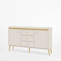 DiTrendi Komoda z oświetleniem z szufladami LORENA 155 cm kaszmir