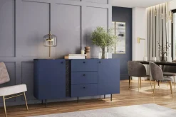 Komody|LENART Komoda z szafkami i szufladami granatowa LIV