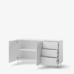 LENART Komoda z szufladami MILA na metalowych nóżkach biała