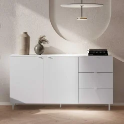 LENART Komoda z szufladami MILA na metalowych nóżkach biała