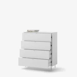 Komody|LENART Komoda z szufladami MILA na metalowych nóżkach biała