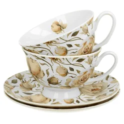 Filiżanki I Spodki| Komplet 2 filiżanek ze spodkami ROYAL ENGLISH ROSES WHITE 250 ml