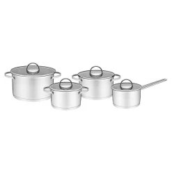 Prima Cucina Komplet 4 garnków z pokrywkami chrom MILANO