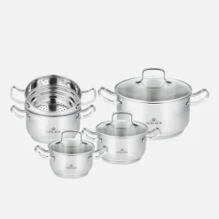 GERLACH Komplet 4 garnków ze stali nierdzewnej SIMPLE 9 el.