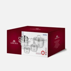 GERLACH Komplet 4 garnków ze stali nierdzewnej SIMPLE 9 el.