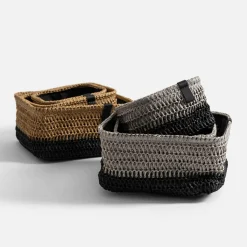 Pudełka I Pojemniki Do Przechowywania|Koszyki Dekoracyjne|inny Komplet 3 koszy do przechowywania brązowo-czarny