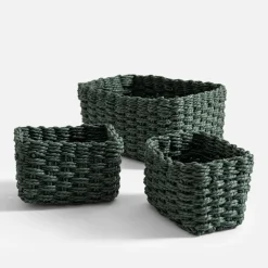 Pudełka I Pojemniki Do Przechowywania|Koszyki Dekoracyjne|inny Komplet 3 koszy do przechowywania, zielony