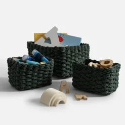 Pudełka I Pojemniki Do Przechowywania|Koszyki Dekoracyjne|inny Komplet 3 koszy do przechowywania, zielony