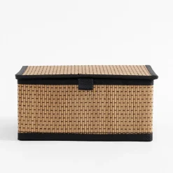 Pudełka I Pojemniki Do Przechowywania|Koszyki Dekoracyjne|inny Komplet 3 koszy z pokrywą bambusowe czarne