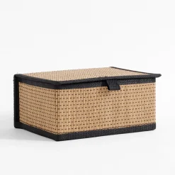 Pudełka I Pojemniki Do Przechowywania|Koszyki Dekoracyjne|inny Komplet 3 koszy z pokrywą bambusowe czarne