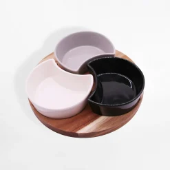 Miski, Patery I Półmiski|inny Komplet 3 miseczek na akacjowej podstawie 21 cm