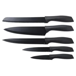 Noże I Deski Do Krojenia| Komplet 5 noży kuchennych czarne