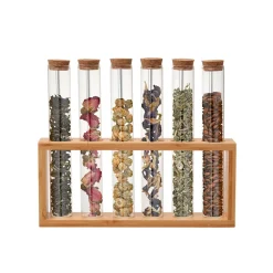 inny Komplet 6 przyprawników na bambusowym stojaku 100 ml