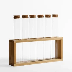 inny Komplet 6 przyprawników na bambusowym stojaku 110 ml