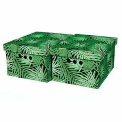 Pudełka I Pojemniki Do Przechowywania| Komplet 2 pudełek do przechowywania TROPIKALNA ZIELEŃ