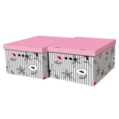 Komplet 2 pudełek do przechowywania KWIAT RÓŻOWY A4