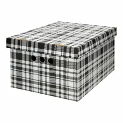 Pudełka I Pojemniki Do Przechowywania| Komplet 2 pudełek tekturowych KRATKA CZARNA