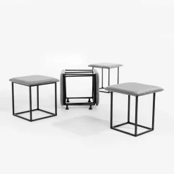 Pufy I Podnóżki| Komplet 5 pufów welurowych KREATYVA