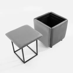 Pufy I Podnóżki| Komplet 5 pufów welurowych KREATYVA