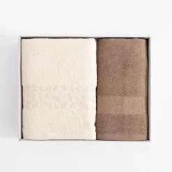Eurofirany Komplet 2 ręczników kremowy/beżowy BLINK