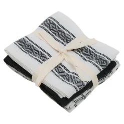 Komplet 3 ręczników kuchennych z bawełny czarne 40x60 cm