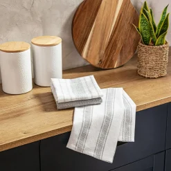 Tekstylia Kuchenne|Tekstylia Kuchenne| Komplet 3 ręczników kuchennych z bawełny szare 40x60 cm