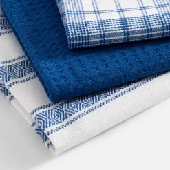 Tekstylia Kuchenne|Tekstylia Kuchenne|inny Komplet 3 ręczników kuchennych ciemnoniebieskie 40x60 cm