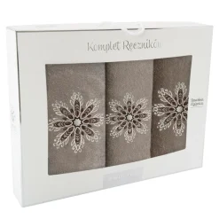 Ręczniki|Ręczniki| Komplet 3 ręczników z bawełny egipskiej nugat ROZETA