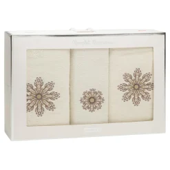 Ręczniki|Ręczniki| Komplet 3 ręczników z bawełny egipskiej ecru ROZETA