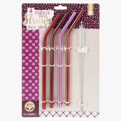 Akcesoria Do Wina I Drinków|inny Komplet 4 słomek metalowych MIX