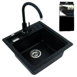 Alveus Komplet - zlewozmywak granitowy czarny ASPEN 20 z baterią i matą ociekową