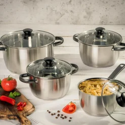 Garnki, Patelnie I Pokrywki| Komplet garnków ze stali nierdzewnej DAILY 8 elementów