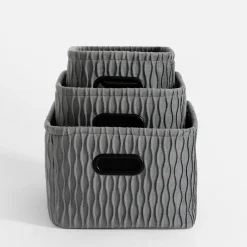 Pudełka I Pojemniki Do Przechowywania|Koszyki Dekoracyjne|inny Komplet koszy do przechowywania szary, 3 sztuki
