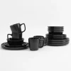 inny Komplet obiadowo-kawowy czarny MATTEO, 16 elementów