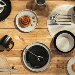 inny Komplet obiadowo-kawowy czarny MATTEO, 16 elementów