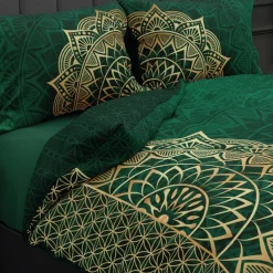 Faro Komplet pościeli z satyny bawełnianej zielona MANDALA 220x200 cm