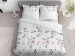 Pościele| Komplet pościeli z satyny bawełnianej w kwiaty 220x200 cm