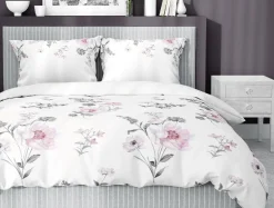 Pościele| Komplet pościeli z satyny bawełnianej w kwiaty 220x200 cm