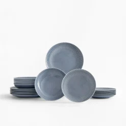 Serwisy Obiadowe|Lubiana Komplet talerzy szaro-niebieski DAISY SEASIDE 18 el.