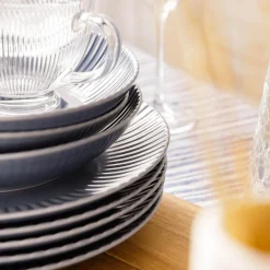 Serwisy Obiadowe|Lubiana Komplet talerzy szaro-niebieski DAISY SEASIDE 18 el.