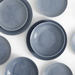 Serwisy Obiadowe|Lubiana Komplet talerzy szaro-niebieski DAISY SEASIDE 18 el.