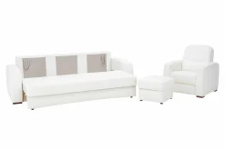 Impresti Komplet wypoczynkowy skórzany YUKA nóżki orzech