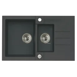 Zlewozmywaki|Alveus Komplet zlewozmywak granitowy czarny CANTO 70 z baterią i matą ociekową
