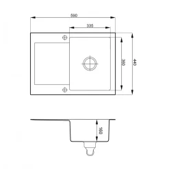 Alveus Komplet zlewozmywak granitowy czarny SHOT 59X44 z baterią elastyczną