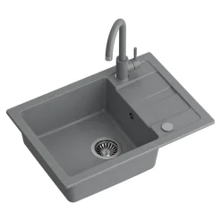 Zlewozmywaki| Komplet zlewozmywak QUADRON szary SMART 1K/Z/K/O 62X44 z szarą baterią