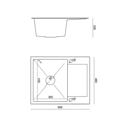 inny Komplet zlewozmywak QUADRON inox AVENIR SHORT 60x48 cm z baterią