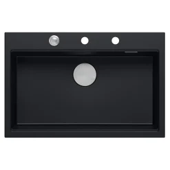 Komplet zlewozmywak QUADRON czarny MASTER BASE 1K 76x50 cm z akcesoriami