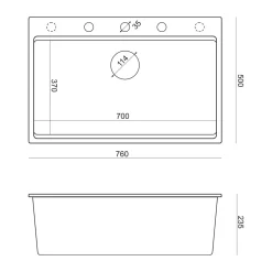 Komplet zlewozmywak QUADRON czarny MASTER BASE 1K 76x50 cm z akcesoriami
