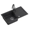 Komplet zlewozmywak QUADRON czarny PROFIT MAX 1K/Z/O 70X44 z czarną baterią